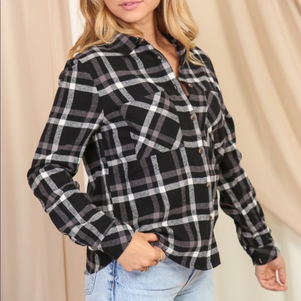 Timing Black and White Flannel Shirt
